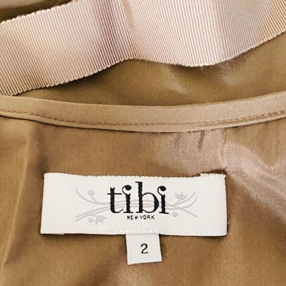 Tibi Taupe Periwinkle Blue Silk Beaded 3/4 Sleeve Blouse Top Sz 2 - Picture 7 of 15